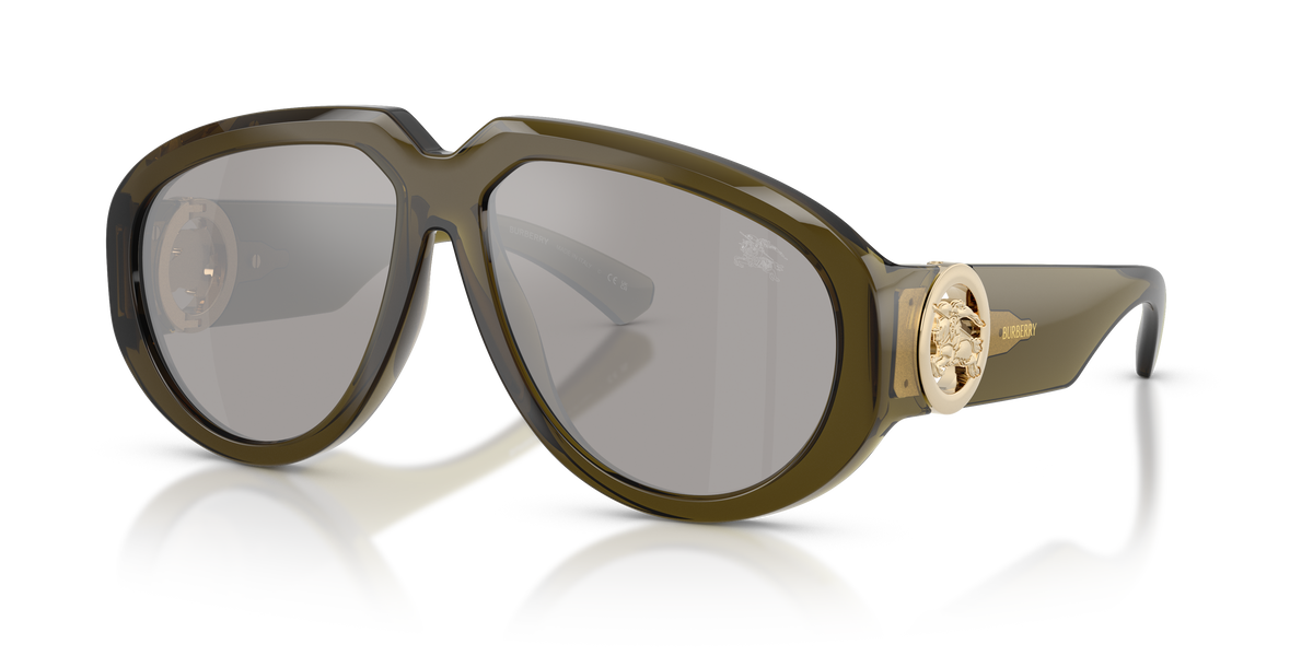Burberry BE4479U Sunglasses in 41946G Green / Light Grey Mirror Silver lens