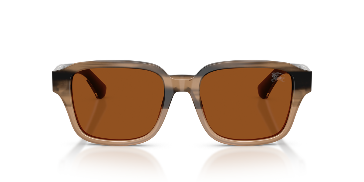 Burberry BE4484 Sunglasses in 420773 Striped Beige / Dark Brown lens, front view