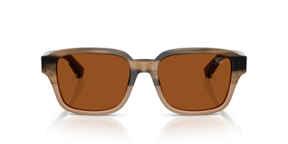 Burberry BE4484 Sunglasses in 420773 Striped Beige / Dark Brown lens, front view