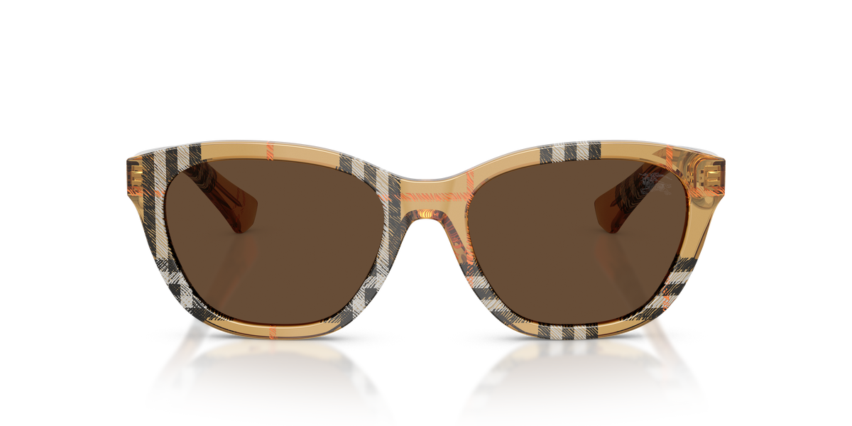 Burberry BE4486 Sunglasses in 416373 Check Sand / Dark Brown lens, front view