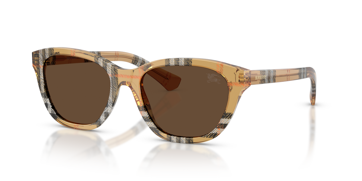 Burberry BE4486 Sunglasses in 416373 Check Sand / Dark Brown lens