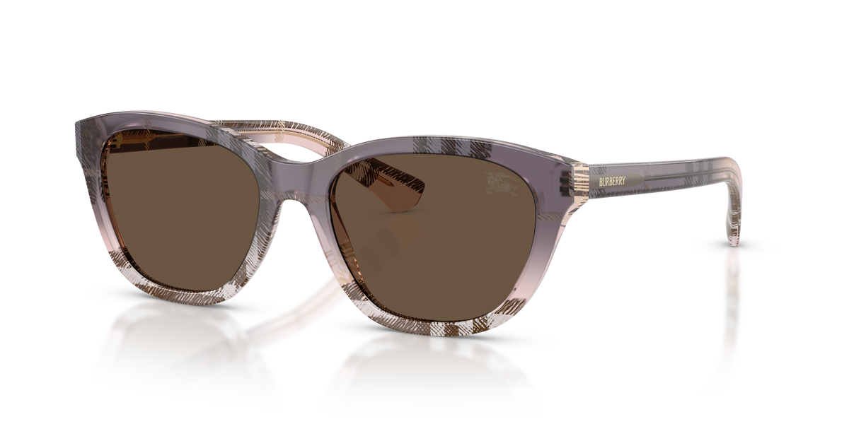 Burberry BE4486 Sunglasses in 422073 Check Gradient Rose / Solid Brown lens