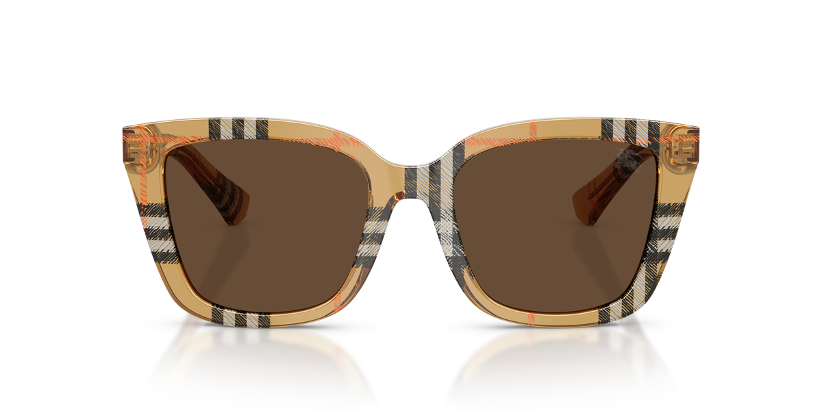Burberry BE4487 Sunglasses in 416373 Check Sand / Dark Brown lens, front view