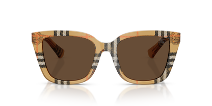 Burberry BE4487 Sunglasses in 416373 Check Sand / Dark Brown lens, front view