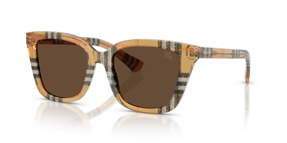 Burberry BE4487 Sunglasses in 416373 Check Sand / Dark Brown lens