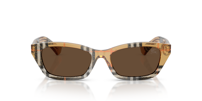 Burberry BE4488 Sunglasses in 416373 Check Sand / Dark Brown lens, front view