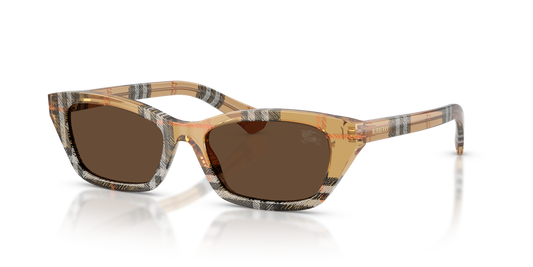 Burberry BE4488 Sunglasses in 416373 Check Sand / Dark Brown lens