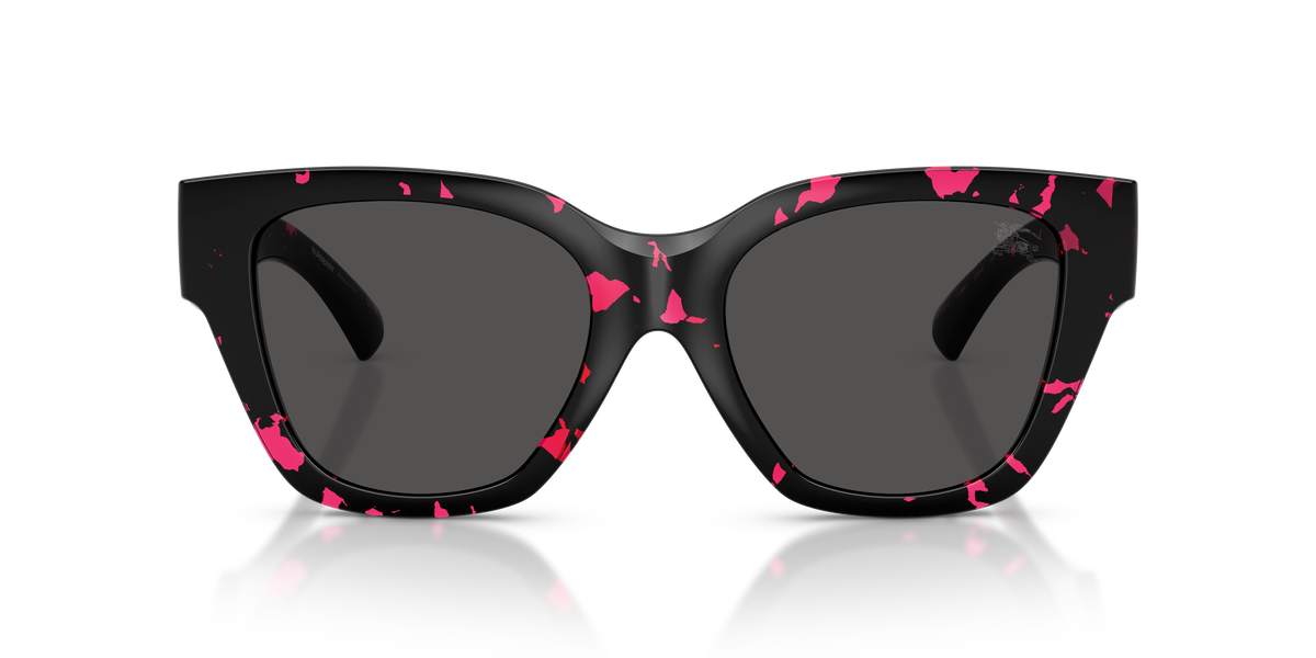 Burberry BE4489U Sunglasses in 412687 Fucsia Havana / Dark Grey lens, front view