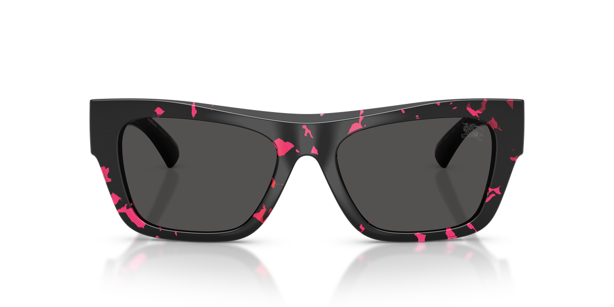 Burberry BE4490U Sunglasses in 412687 Fucsia Havana / Dark Grey lens, front view