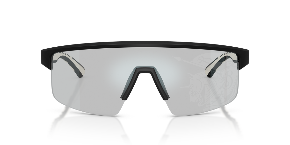 Burberry BE4498 Sunglasses in 426569 Matte Black / Grigio Tampo Argento lens, front view