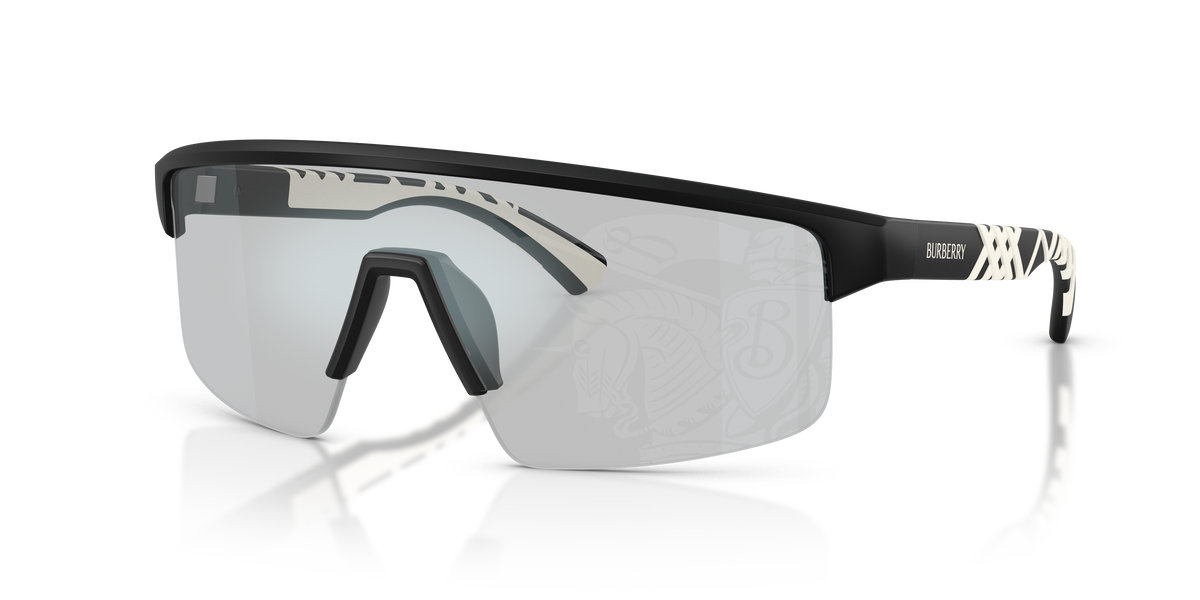 Burberry BE4498 Sunglasses in 426569 Matte Black / Grigio Tampo Argento lens