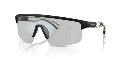 Burberry BE4498 Sunglasses in 426569 Matte Black / Grigio Tampo Argento lens