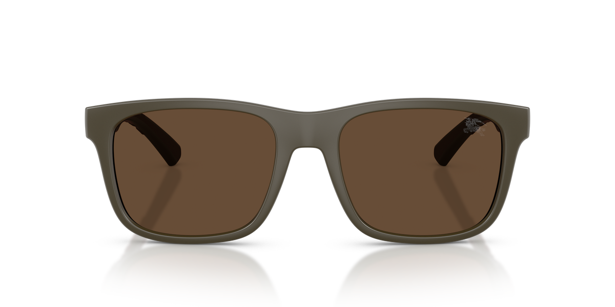 Burberry BE4499U Sunglasses in 426373 Matte Green / Dark Brown lens, front view