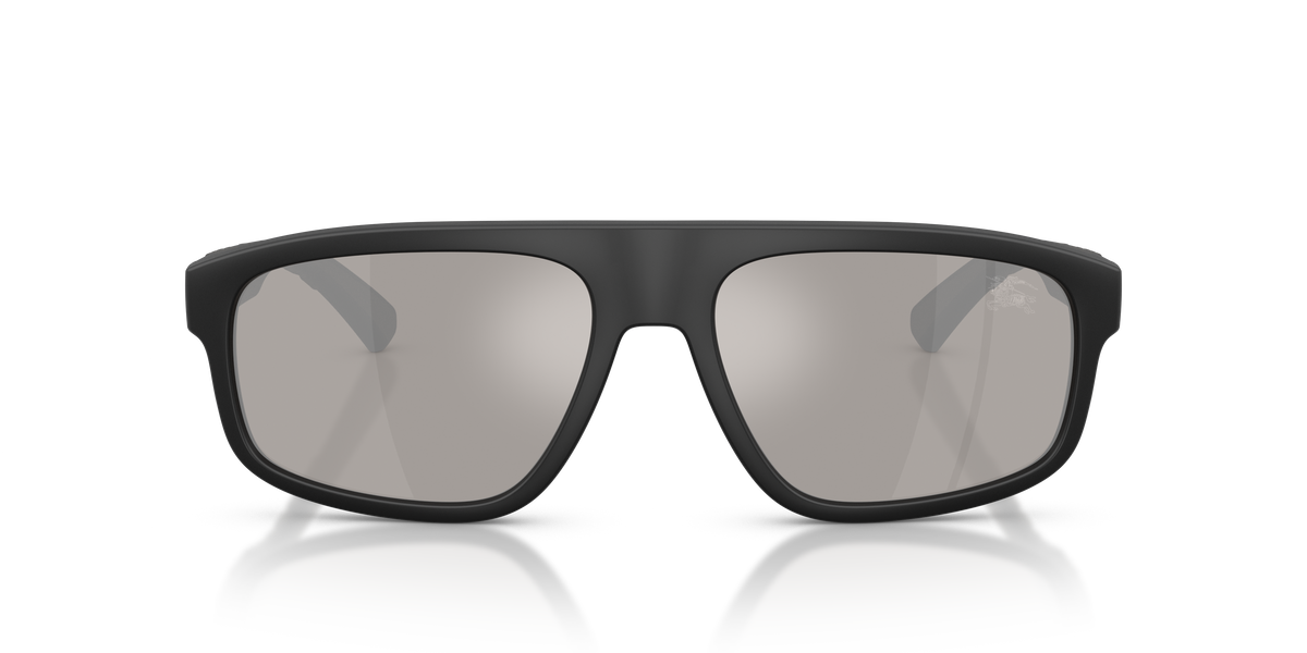 Burberry BE4501U Sunglasses in 42606G Matte Black / Light Grey Mirror Silver lens, front view