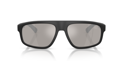Burberry BE4501U Sunglasses in 42606G Matte Black / Light Grey Mirror Silver lens, front view