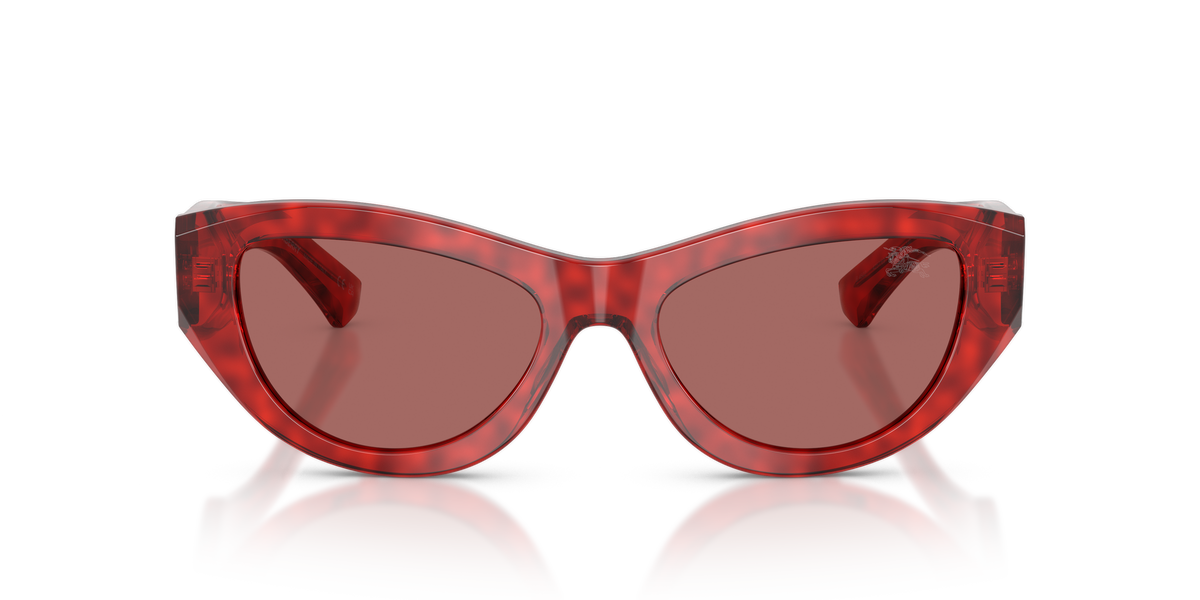 Burberry BE4502 Sunglasses in 425769 Bordeaux Havana / Dark Violet lens, front view
