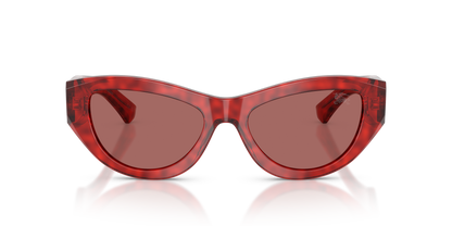 Burberry BE4502 Sunglasses in 425769 Bordeaux Havana / Dark Violet lens, front view