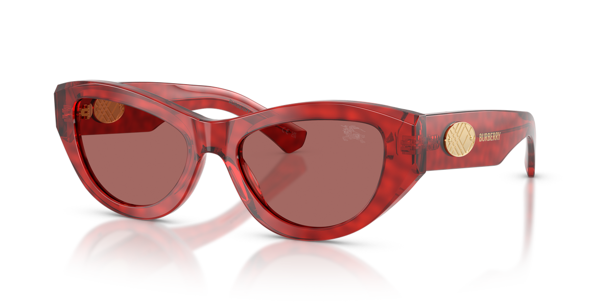 Burberry BE4502 Sunglasses in 425769 Bordeaux Havana / Dark Violet lens