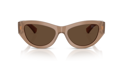 Burberry BE4502 Sunglasses in 425873 Beige / Dark Brown lens, front view
