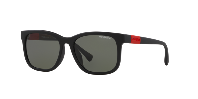 Miraflex MF1040 Kids' Sunglasses in M563 Matte Black / Polarized Dark Green lens
