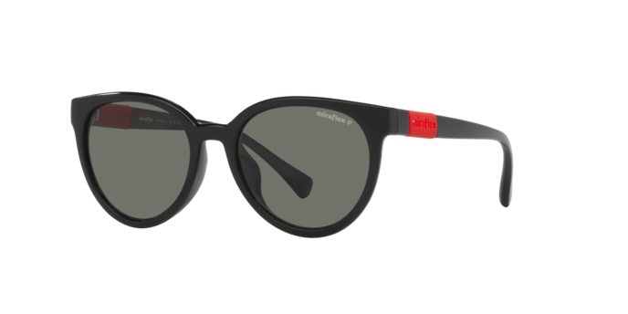 Miraflex MF1041 Kids' Sunglasses in M567 Black / Polarized Dark Green lens