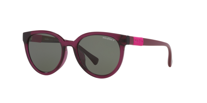 Miraflex MF1041 Kids' Sunglasses in M570 Translucent Burgundy / Polarized Dark Green lens