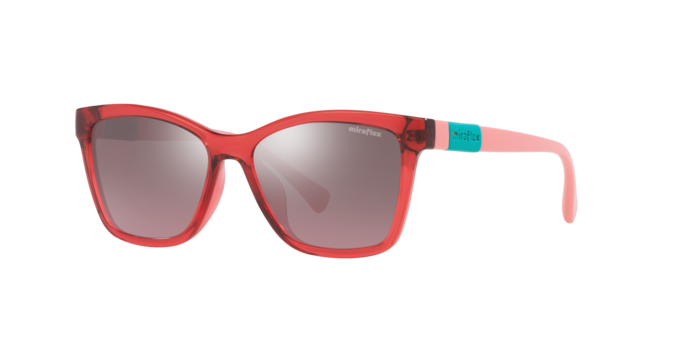 Miraflex MF1042 Kids' Sunglasses in M574 Translucent Coral / Light Violet Mirror Silver Gra lens