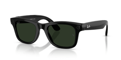Ray-Ban Meta Wayfarer (Gen 2) AI smart glasses, shiny black frame, Graphite Green Transitions lenses, view 8