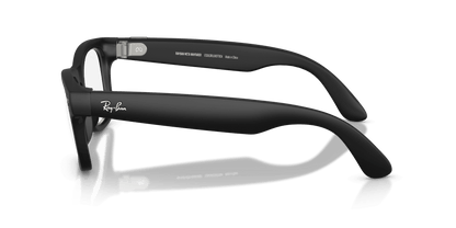 Ray-Ban Meta Wayfarer (Gen 2) AI smart glasses, matte black frame, Clear lenses, view 3