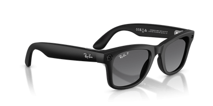 Ray-Ban Meta Wayfarer (Gen 2) AI smart glasses, matte black frame, Graphite Polarised lenses, view 5