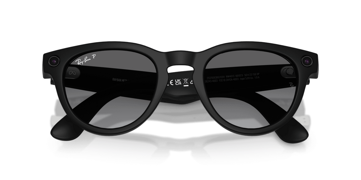 Ray-Ban Meta Headliner (Gen 2) AI smart glasses, matte black frame, Graphite Polarised lenses, view 6