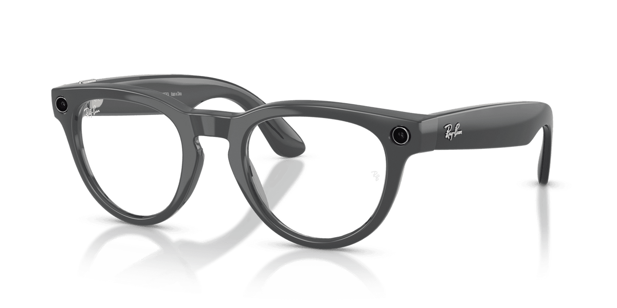 Ray-Ban Meta Headliner (Gen 2) AI smart glasses, shiny asteroid grey frame, Emerald Transitions lenses