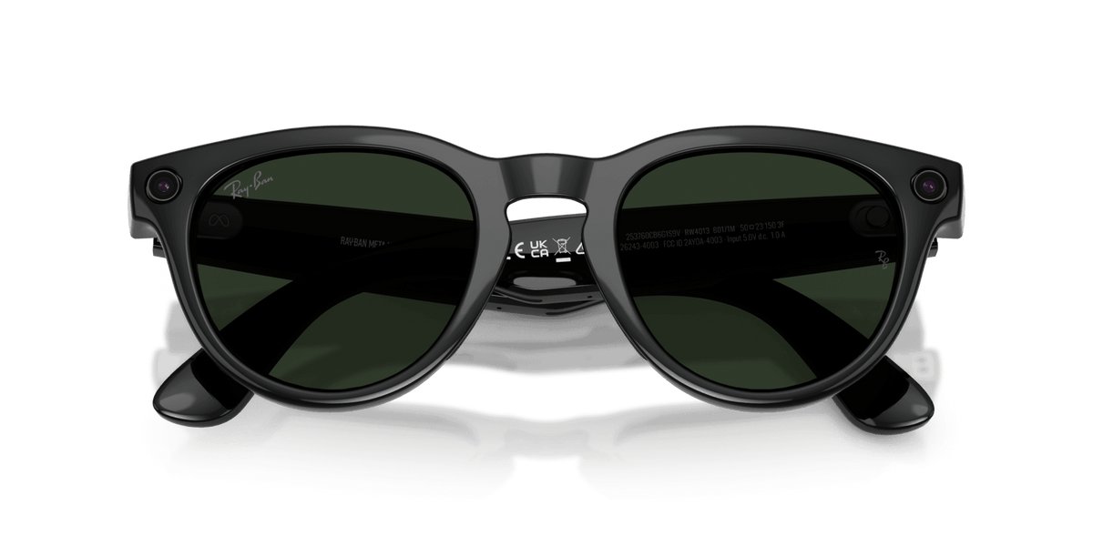 Ray-Ban Meta Headliner (Gen 2) AI smart glasses, shiny black frame, Graphite Green Transitions lenses, view 7