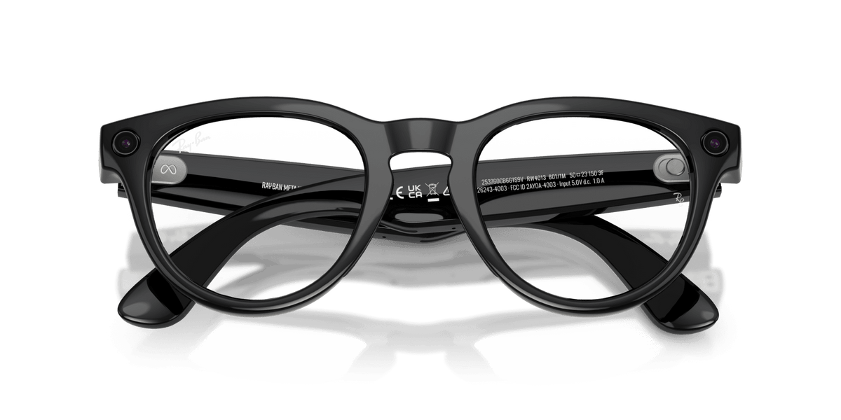 Ray-Ban Meta Headliner (Gen 2) AI smart glasses, shiny black frame, Graphite Green Transitions lenses, view 6