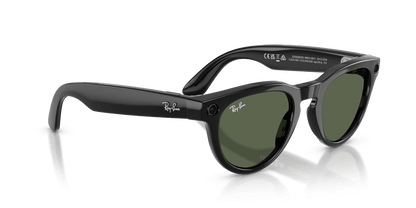 Ray-Ban Meta Headliner (Gen 2) AI smart glasses, shiny black frame, G-15 Green lenses, view 5