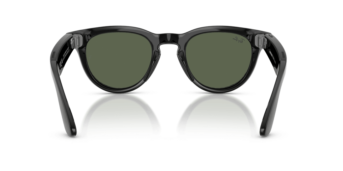Ray-Ban Meta Headliner (Gen 2) AI smart glasses, shiny black frame, G-15 Green lenses, view 4