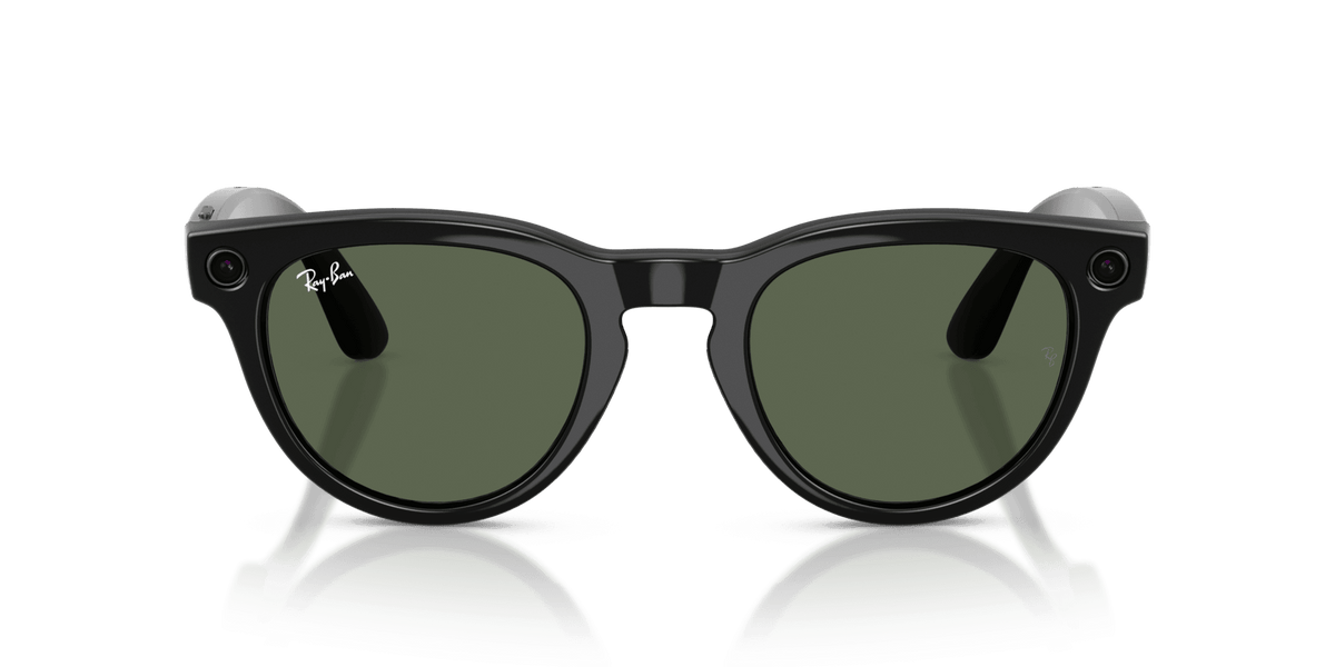Ray-Ban Meta Headliner (Gen 2) AI smart glasses, shiny black frame, G-15 Green lenses, view 2