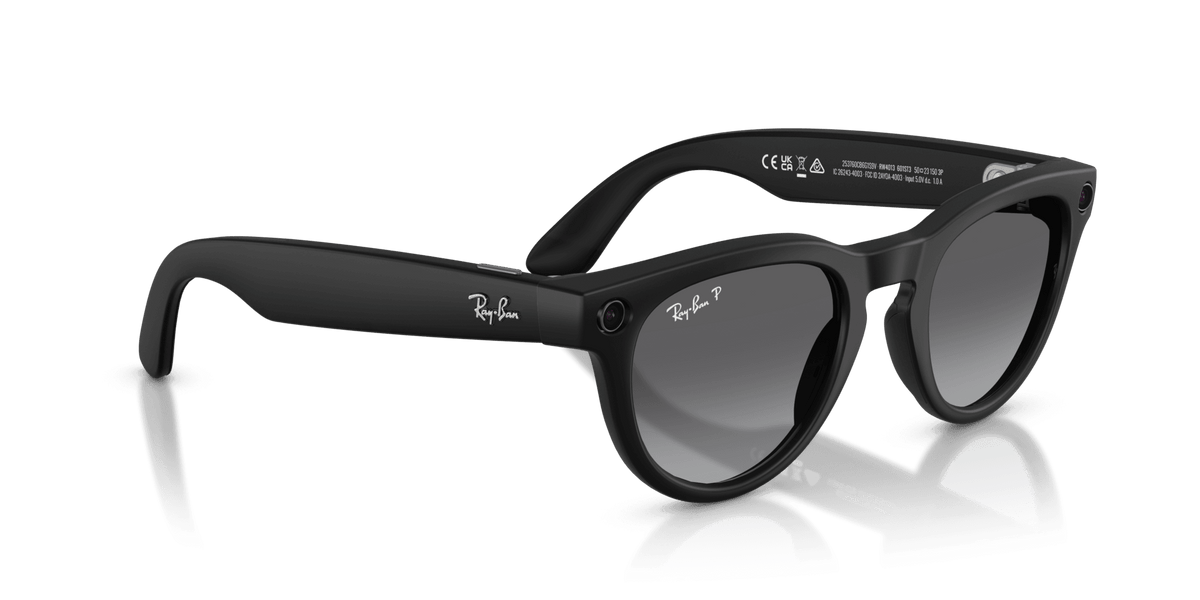 Ray-Ban Meta Headliner (Gen 2) AI smart glasses, matte black frame, Graphite Polarised lenses, view 5