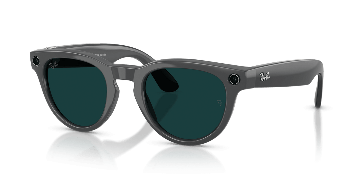 Ray-Ban Meta Headliner (Gen 2) AI smart glasses, shiny asteroid grey frame, Emerald Transitions lenses, view 7