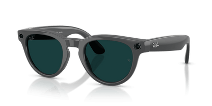 Ray-Ban Meta Headliner (Gen 2) AI smart glasses, shiny asteroid grey frame, Emerald Transitions lenses, view 7
