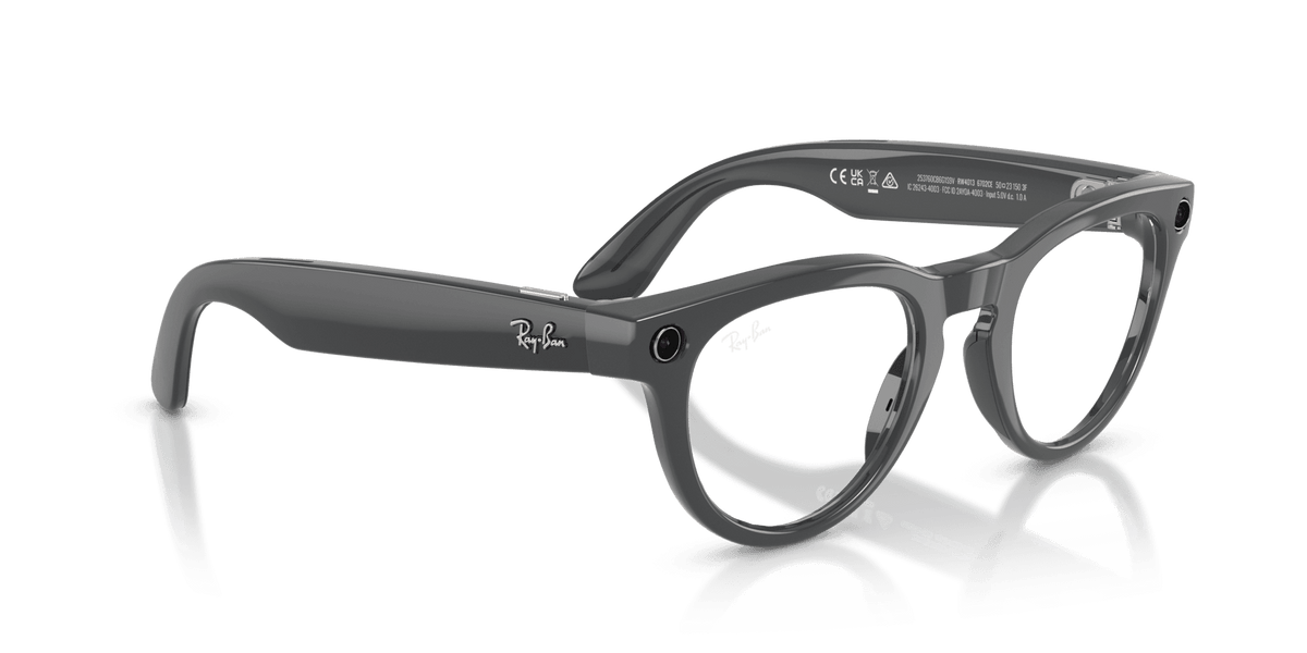 Ray-Ban Meta Headliner (Gen 2) AI smart glasses, shiny asteroid grey frame, Emerald Transitions lenses, view 5