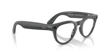 Ray-Ban Meta Headliner (Gen 2) AI smart glasses, shiny asteroid grey frame, Emerald Transitions lenses, view 5
