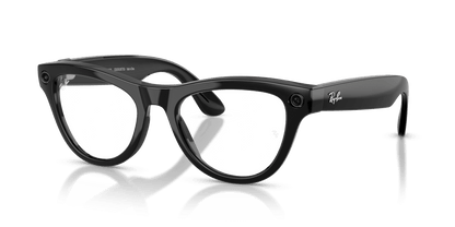 Ray-Ban Meta Skyler (Gen 2) AI smart glasses, shiny black frame, Violet Transitions lenses