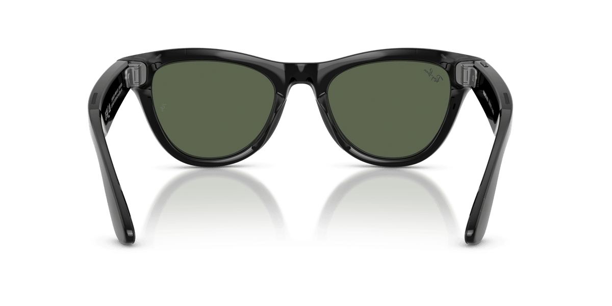 Ray-Ban Meta Skyler (Gen 2) AI smart glasses, shiny black frame, G-15 Green lenses, view 4