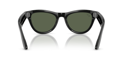 Ray-Ban Meta Skyler (Gen 2) AI smart glasses, shiny black frame, G-15 Green lenses, view 4