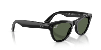 Ray-Ban Meta Skyler (Gen 2) AI smart glasses, shiny black frame, G-15 Green lenses, view 5