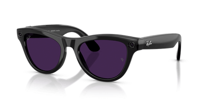 Ray-Ban Meta Skyler (Gen 2) AI smart glasses, shiny black frame, Violet Transitions lenses, view 8