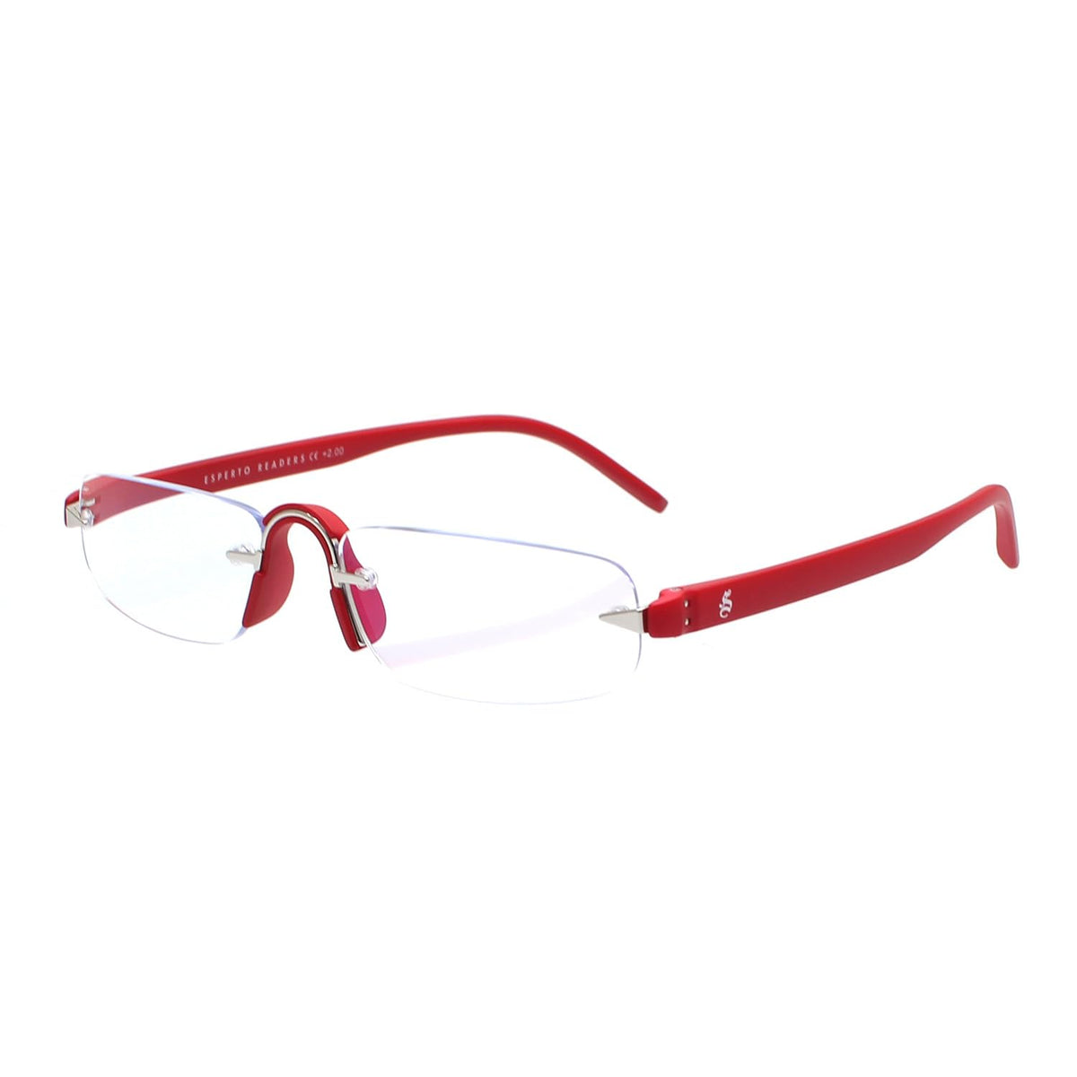 Esperto Jupiter Red rimless blue cut reading glasses, view 2