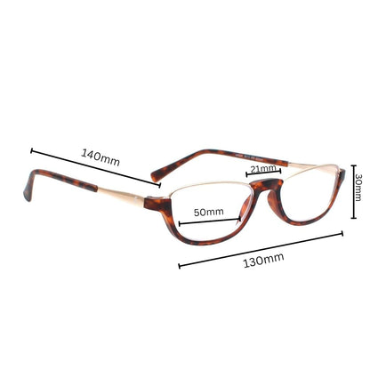 Esperto Saturn Brown blue cut reading glasses, frame measurements