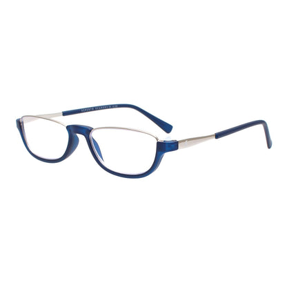 Esperto Saturn Blue blue cut reading glasses, angled view
